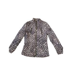 SO Girls Leopard Print Puffer Jacket Size 10/12 Quilted Zip Coat